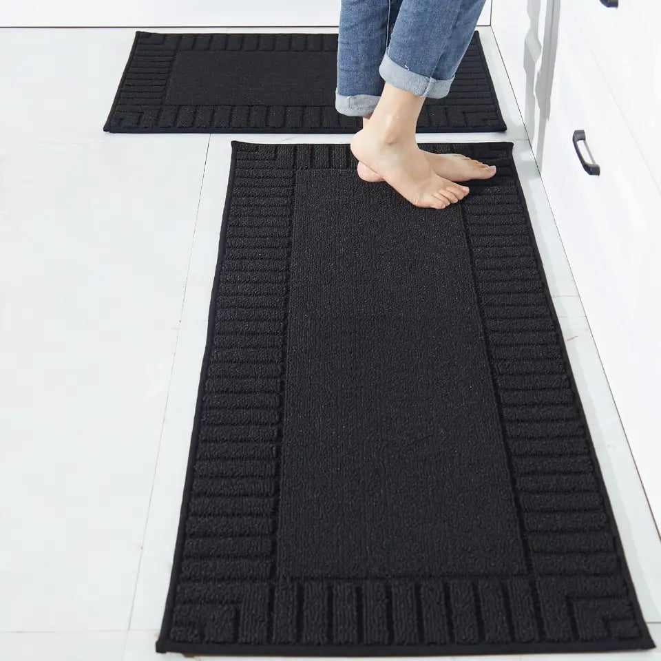 20x30 20x48 Black Striped Bordered Kitchen Anti Skid Mats