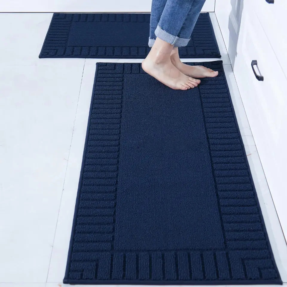 20x30 20x48 Blue Striped Bordered Kitchen Anti Skid Mats