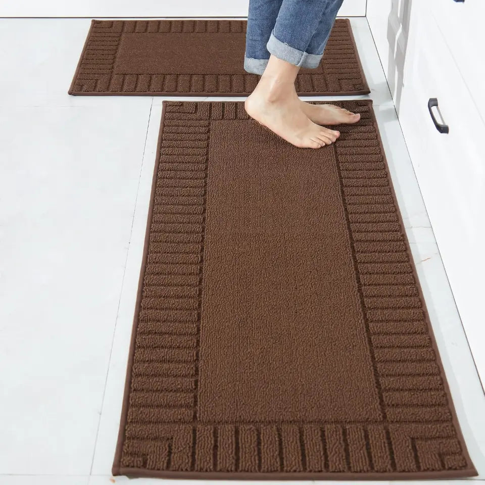 20x30 20x48 Brown Striped Bordered Kitchen Anti Skid Mats