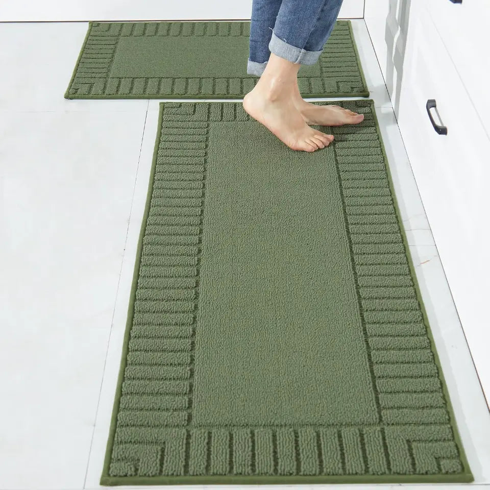 20x30 20x48 Green Striped Bordered Kitchen Anti Skid Mats