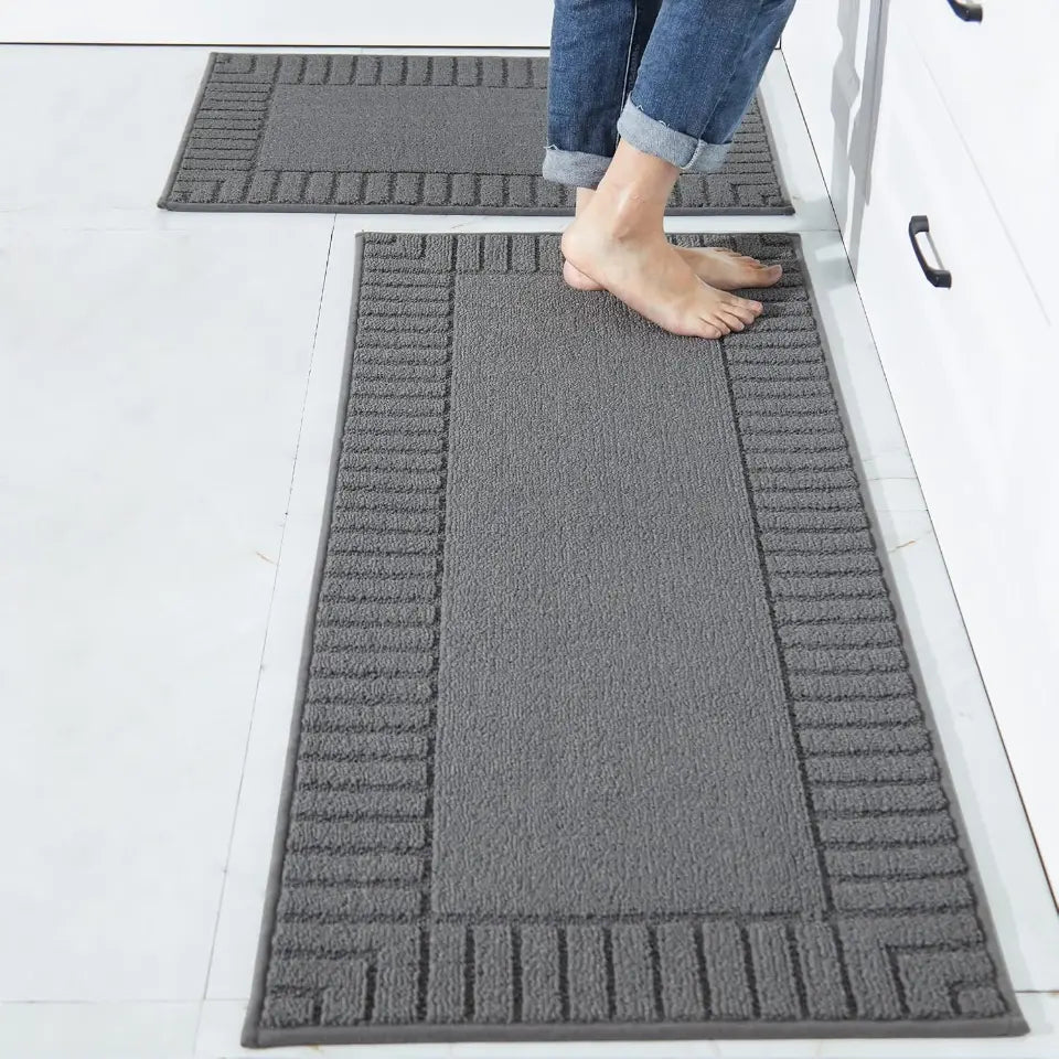 20x30 20x48 Grey Striped Bordered Kitchen Anti Skid Mats