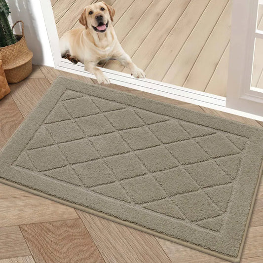20x32 Beige Embossed Diamond Lattice with Border Door Mats
