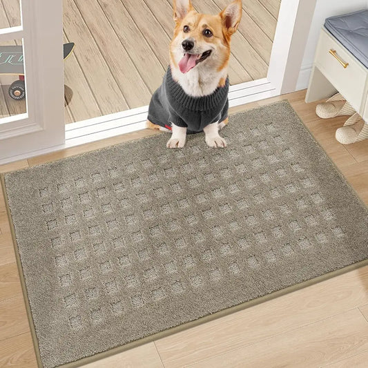 20x32 Beige Embossed Waffle Pattern Front Door Mats