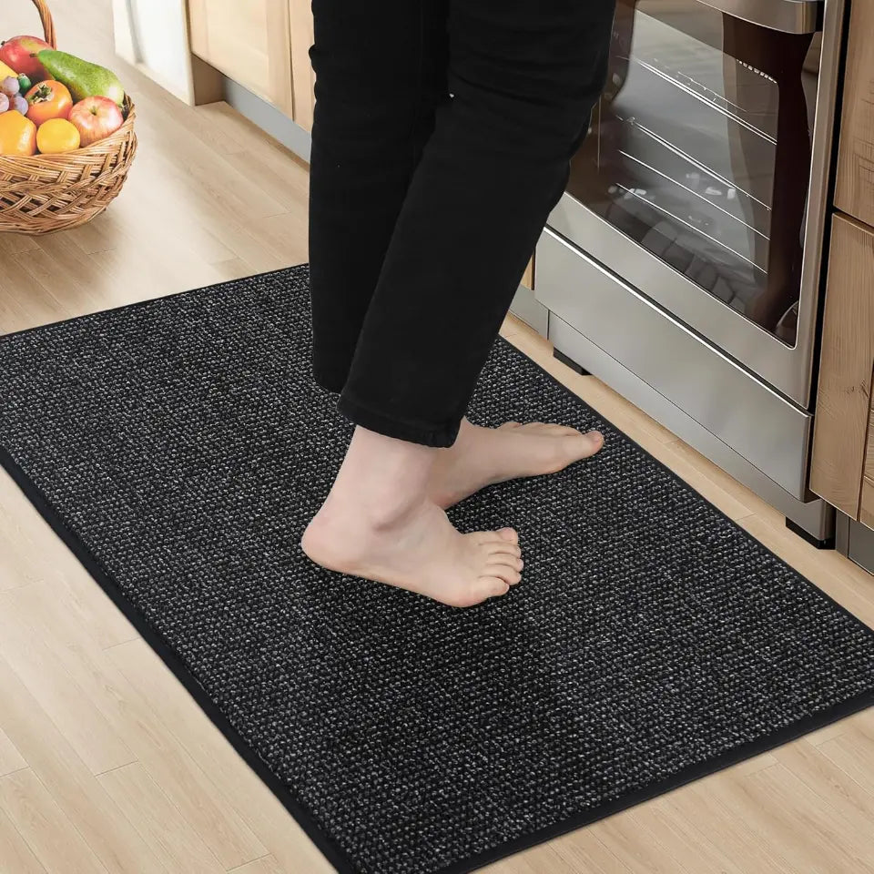 20x32 Black Solid Color Plain Comfortable Kitchen Mats