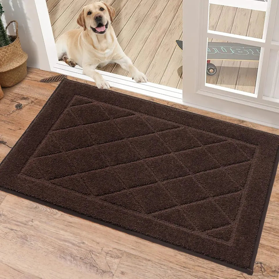 20x32 Brown Embossed Diamond Lattice with Border Door Mats