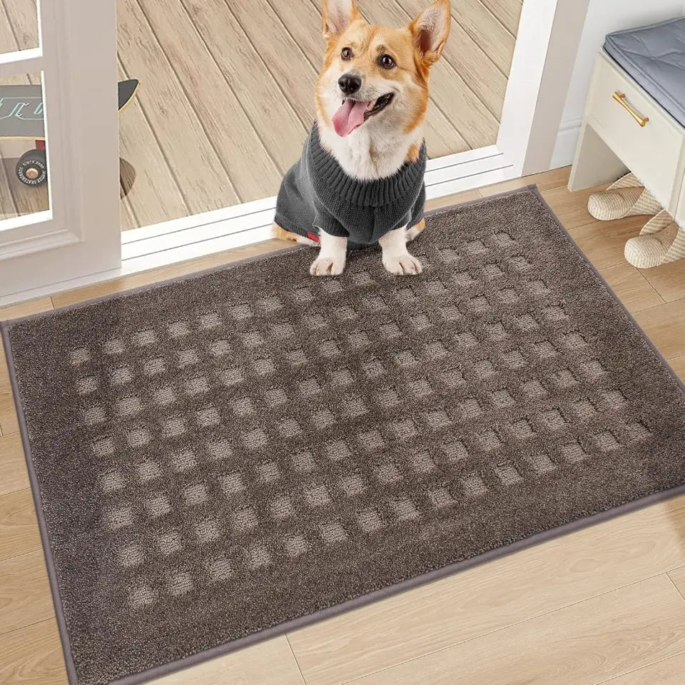 20x32 Brown Embossed Waffle Pattern Front Door Mats