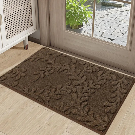 20x32 Brown Prominent Embossed Leaf Stylish Door Mats