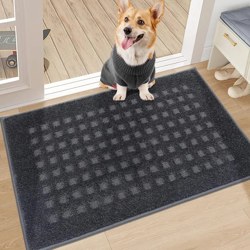 20x32 Dark Grey Embossed Waffle Pattern Front Door Mats