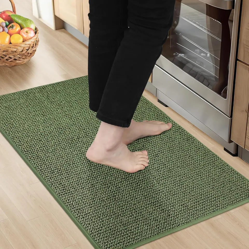 20x32 Green Solid Color Plain Comfortable Kitchen Mats