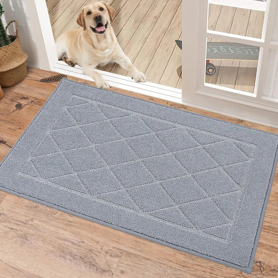 20x32 Grey Embossed Diamond Lattice with Border Door Mats
