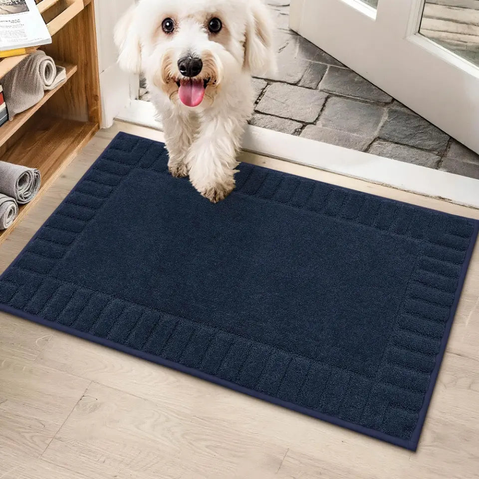 Solid Colored Striped Border Dirt Trapper Door Mat