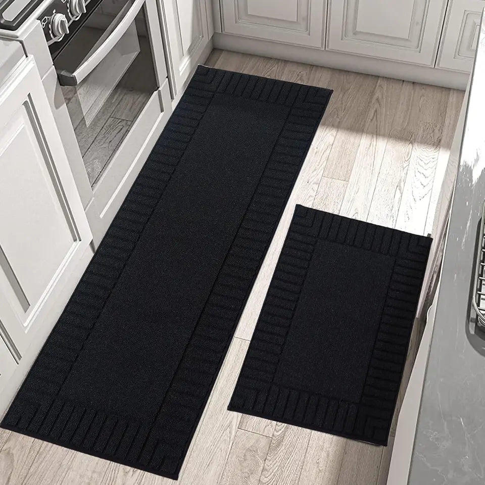 24x35 24x60 Black Striped Bordered Kitchen Anti Skid Mats