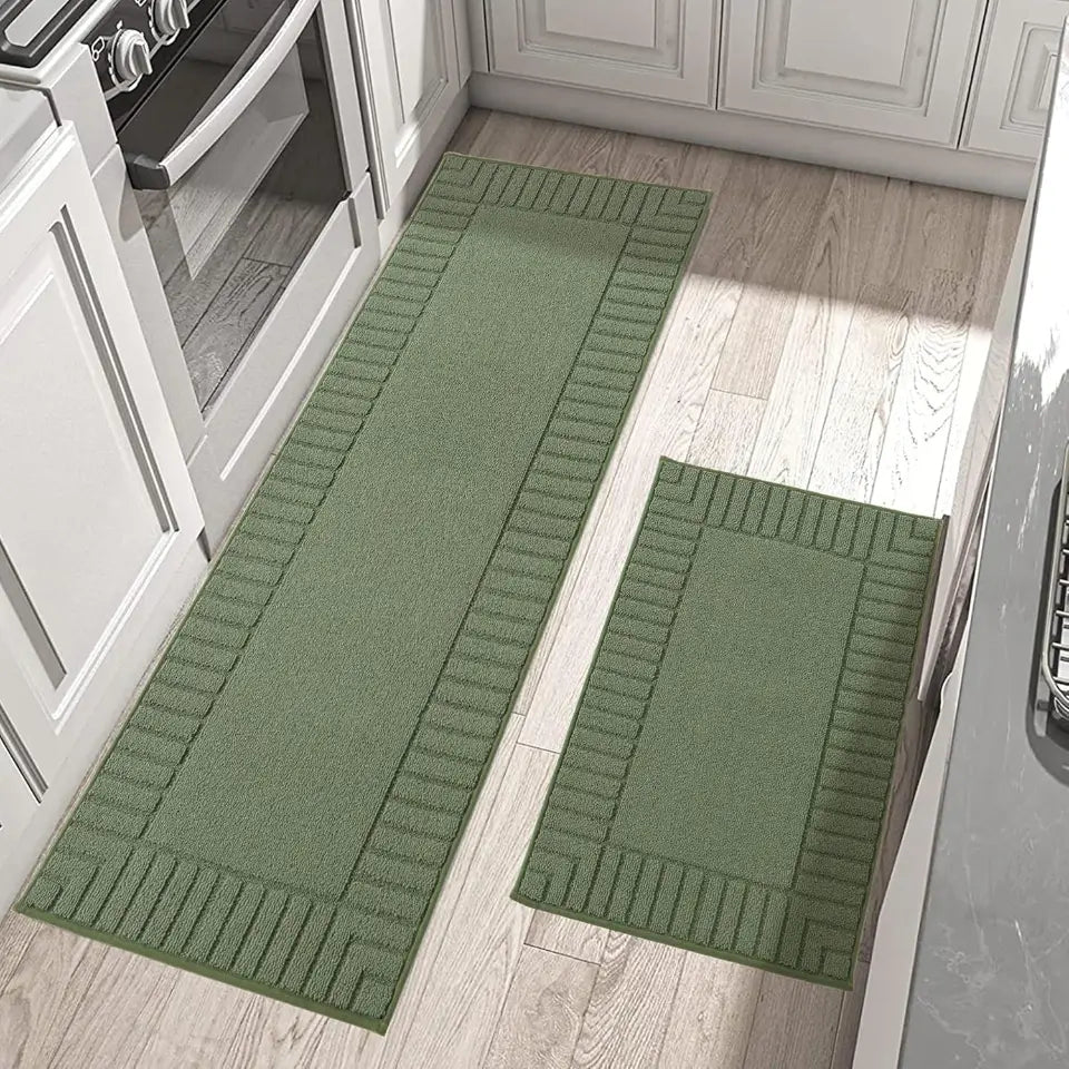 24x35 24x60 Green Striped Bordered Kitchen Anti Skid Mats