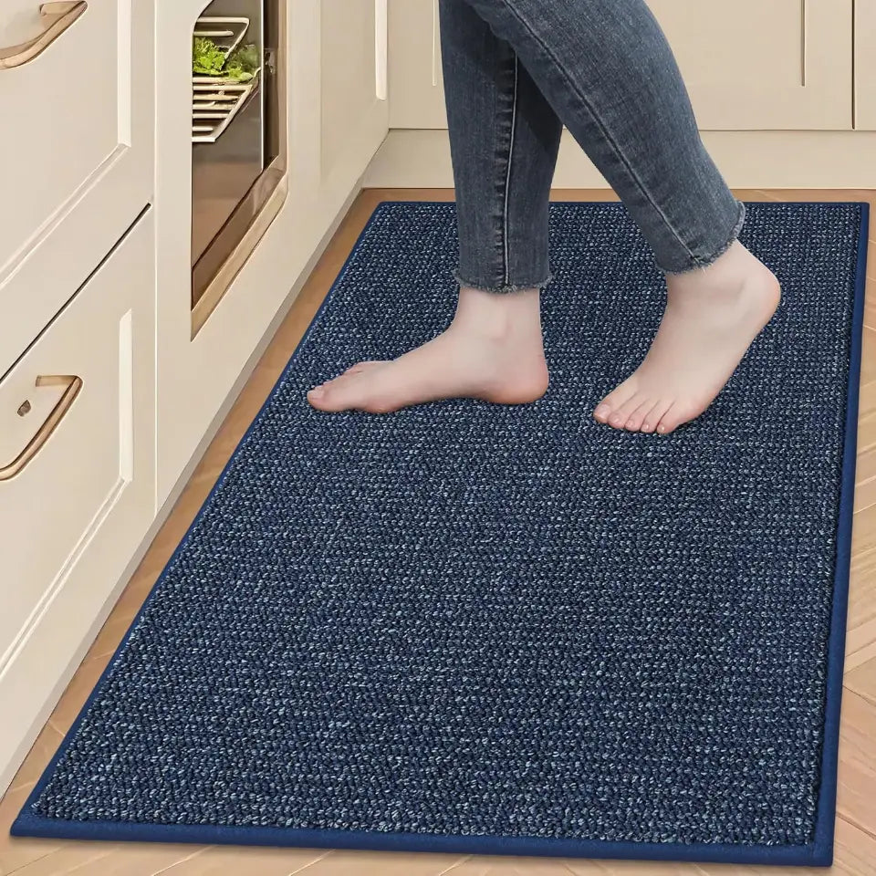 24x35 Blue Solid Color Plain Comfortable Kitchen Mats