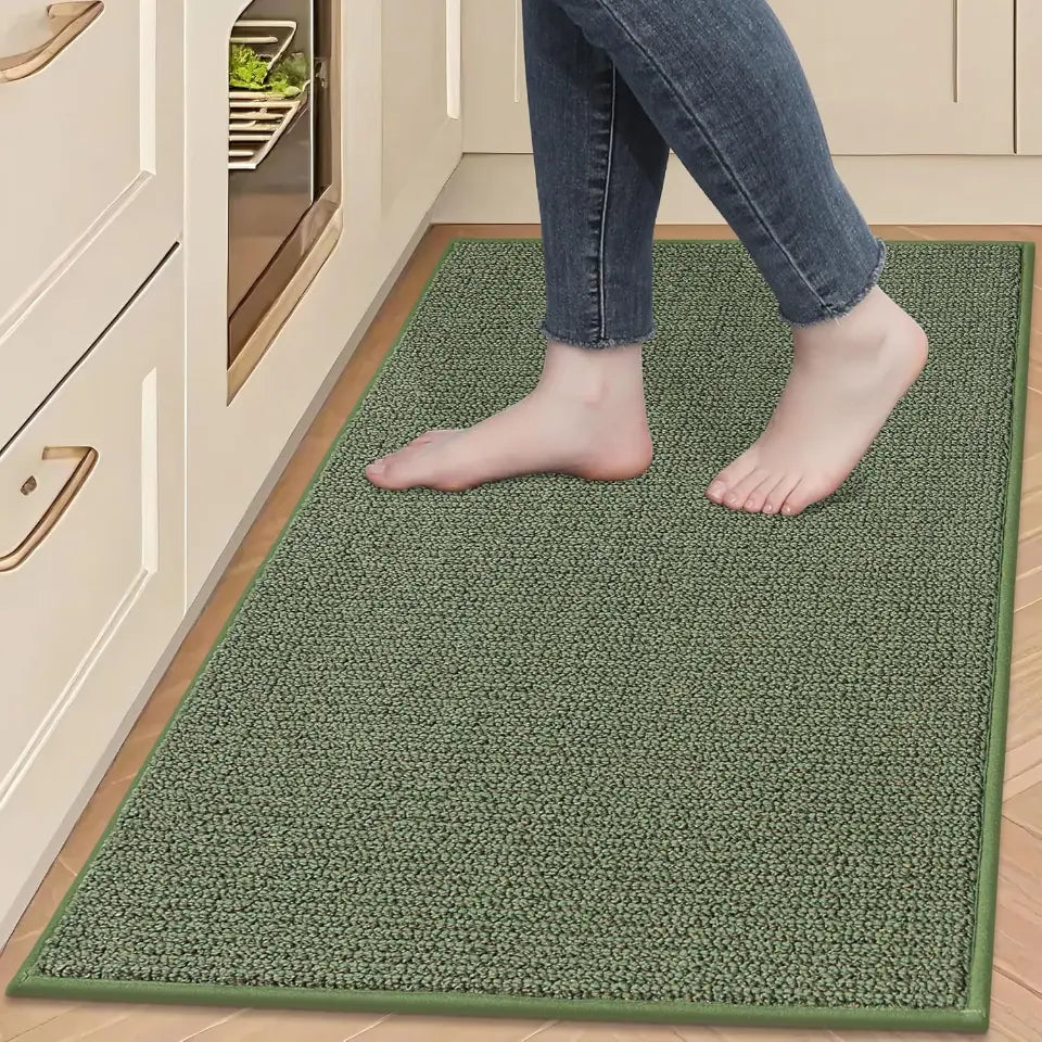 24x35 Green Solid Color Plain Comfortable Kitchen Mats