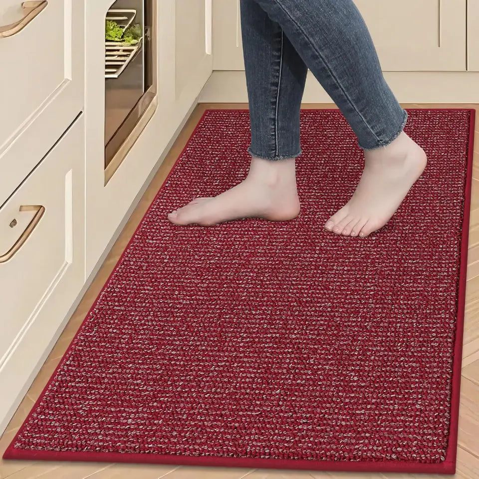 24x35 Red Solid Color Plain Comfortable Kitchen Mats