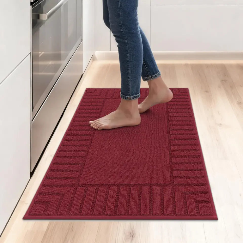 24x35 Red Striped Bordered Kitchen Anti Skid Mats