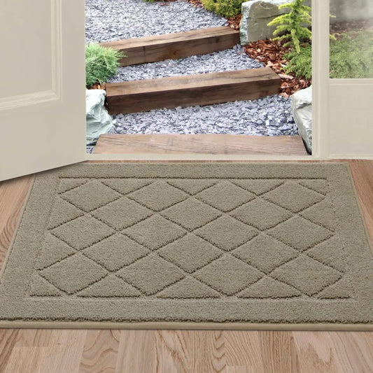 24x36 Beige Embossed Diamond Lattice with Border Door Mats