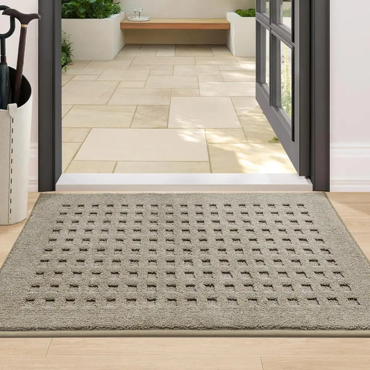 24x36 Beige Embossed Waffle Pattern Front Door Mats