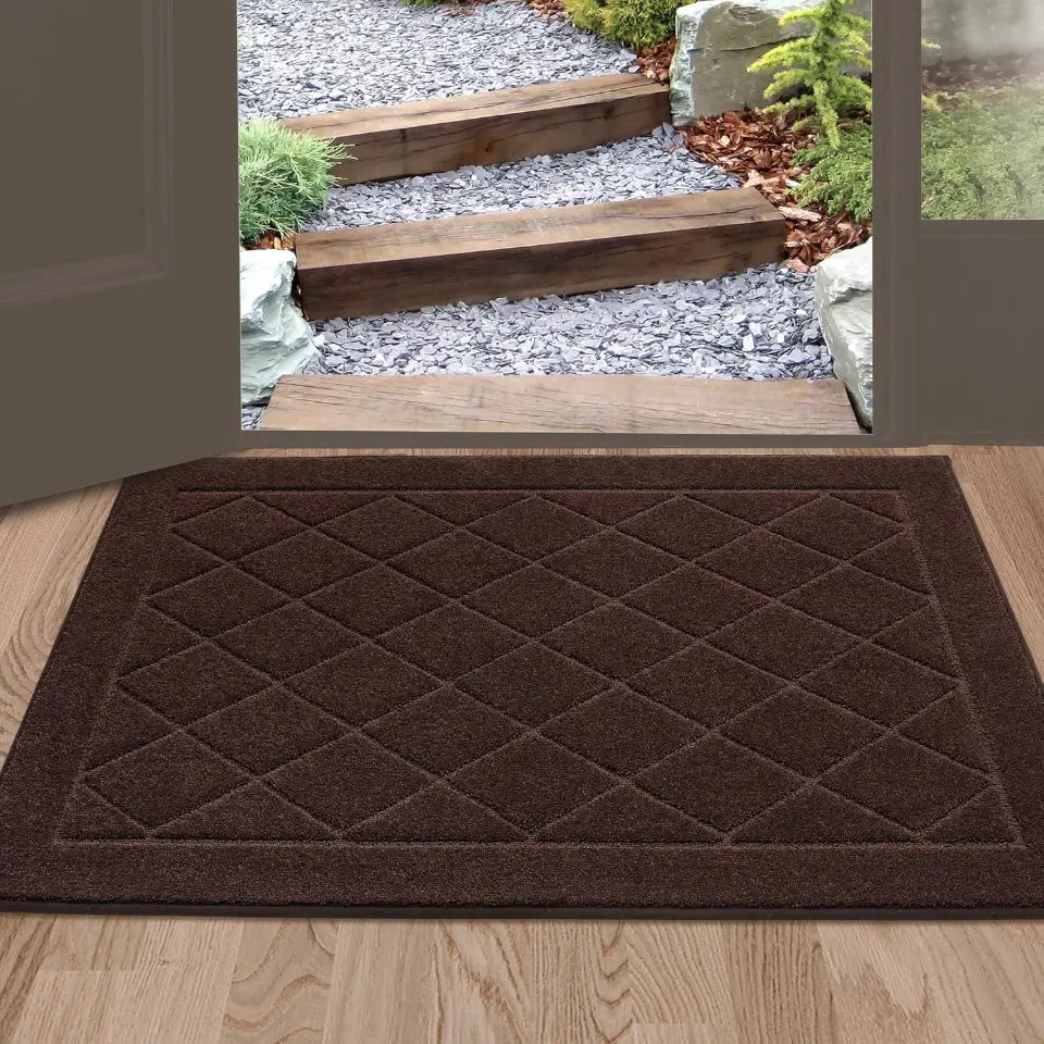 24x36 Brown Embossed Diamond Lattice with Border Door Mats