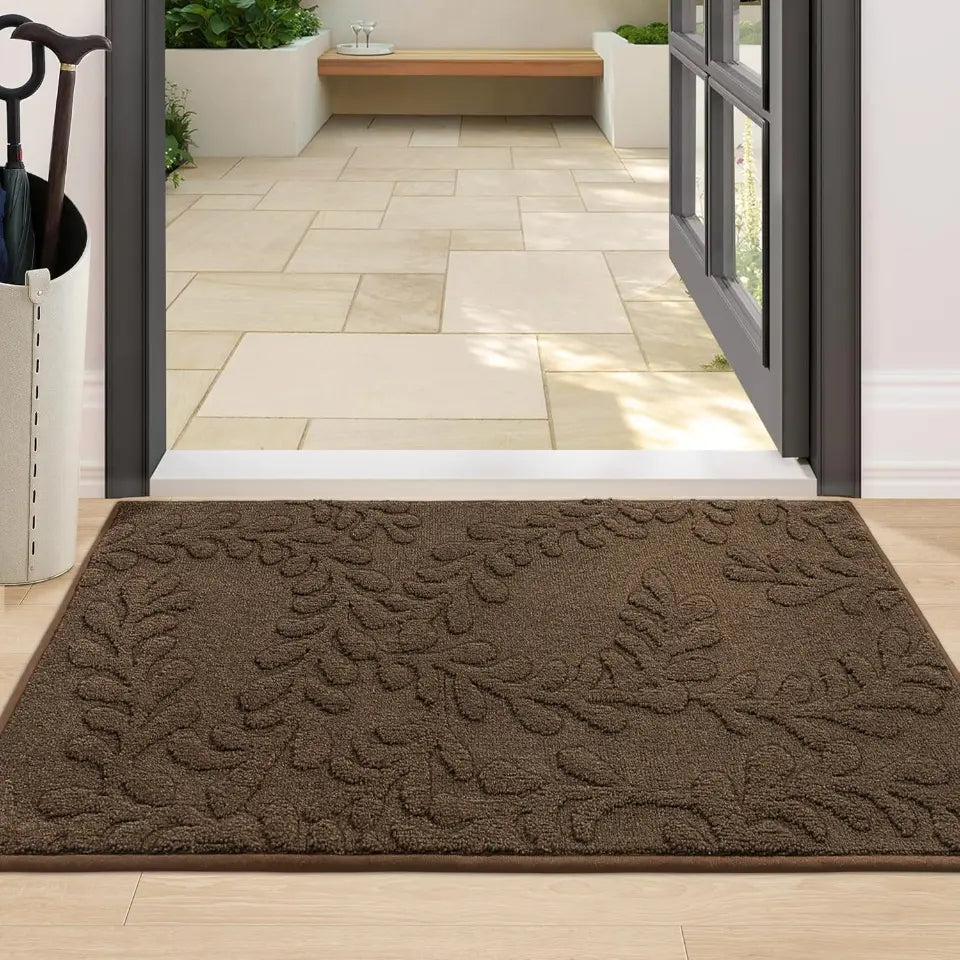 24x36 Brown Prominent Embossed Leaf Stylish Door Mats