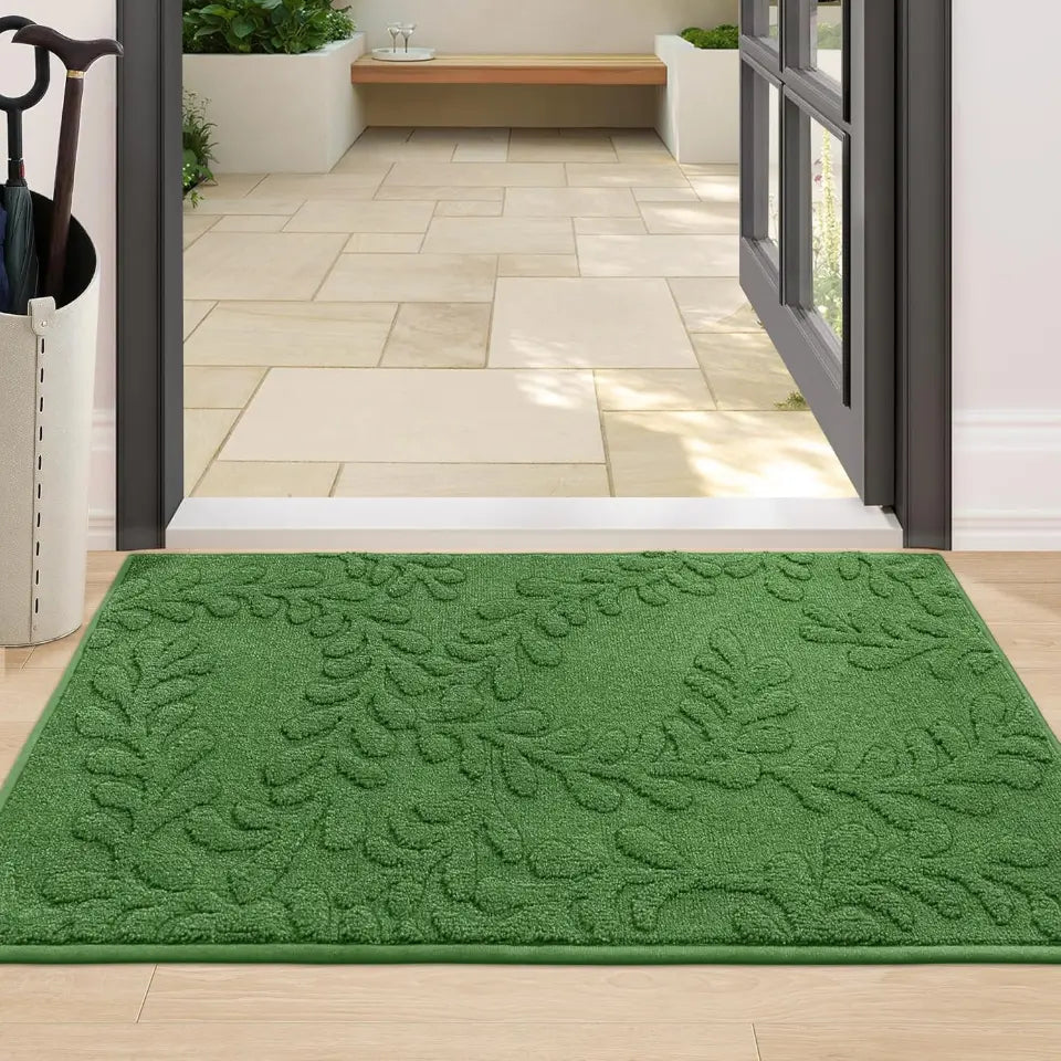 24x36 Green Prominent Embossed Leaf Stylish Door Mats