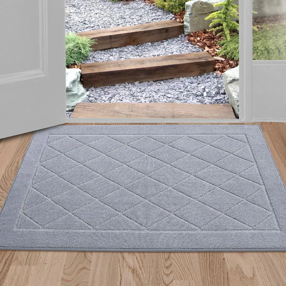 24x36 Grey Embossed Diamond Lattice with Border Door Mats