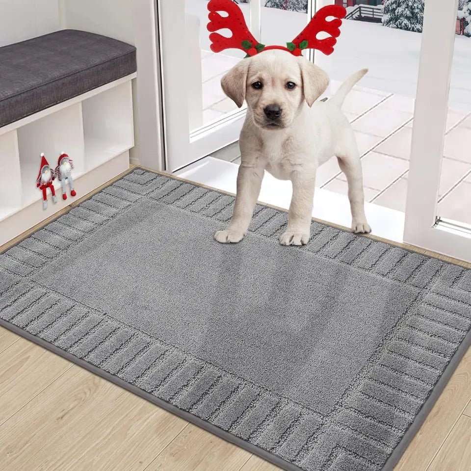 24x36 Light Grey Striped Border Dirt Trapper Door Mat