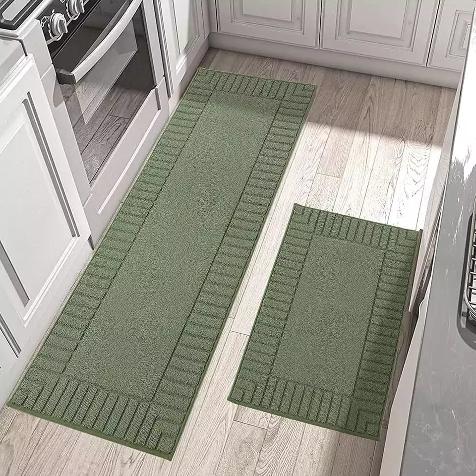 24x60 Green Striped Bordered Kitchen Anti Skid Mats