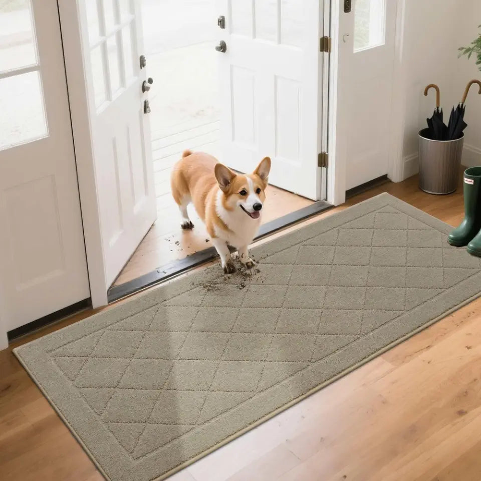 24x60 Beige Embossed Diamond Lattice with Border Door Mats