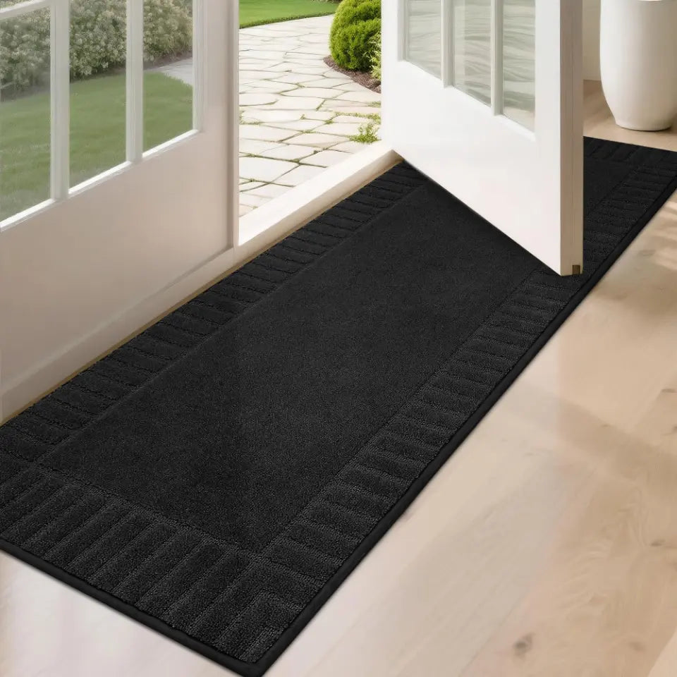 Solid Colored Striped Border Dirt Trapper Door Mat