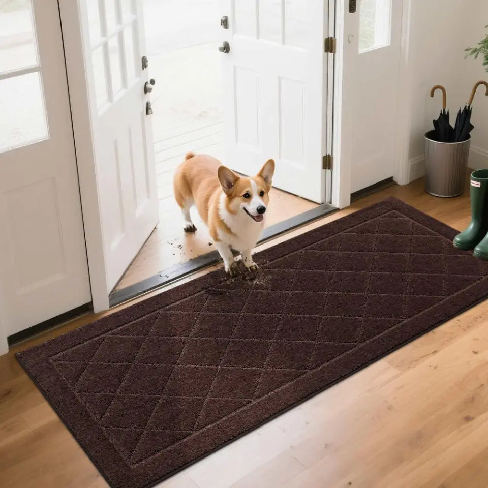 24x60 Brown Embossed Diamond Lattice with Border Door Mats
