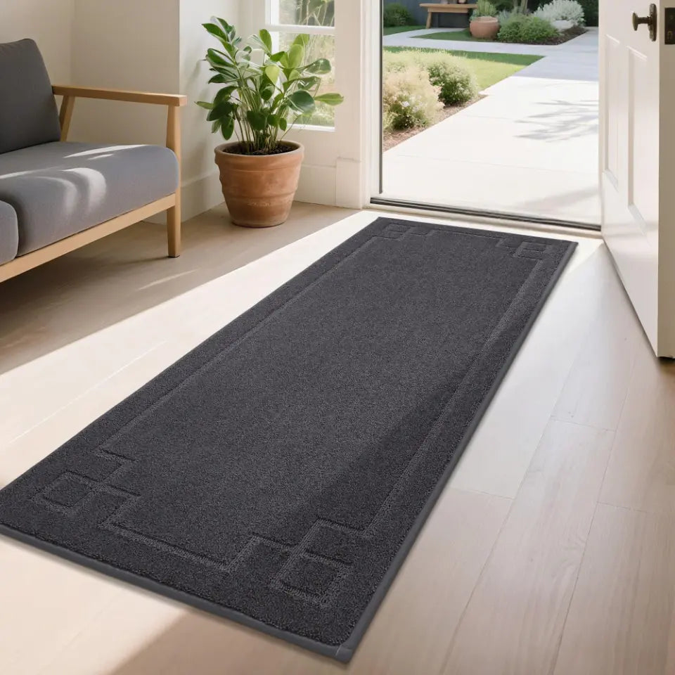 24x60 Dark Grey Classic Framed Large Kitchen Rugs Set