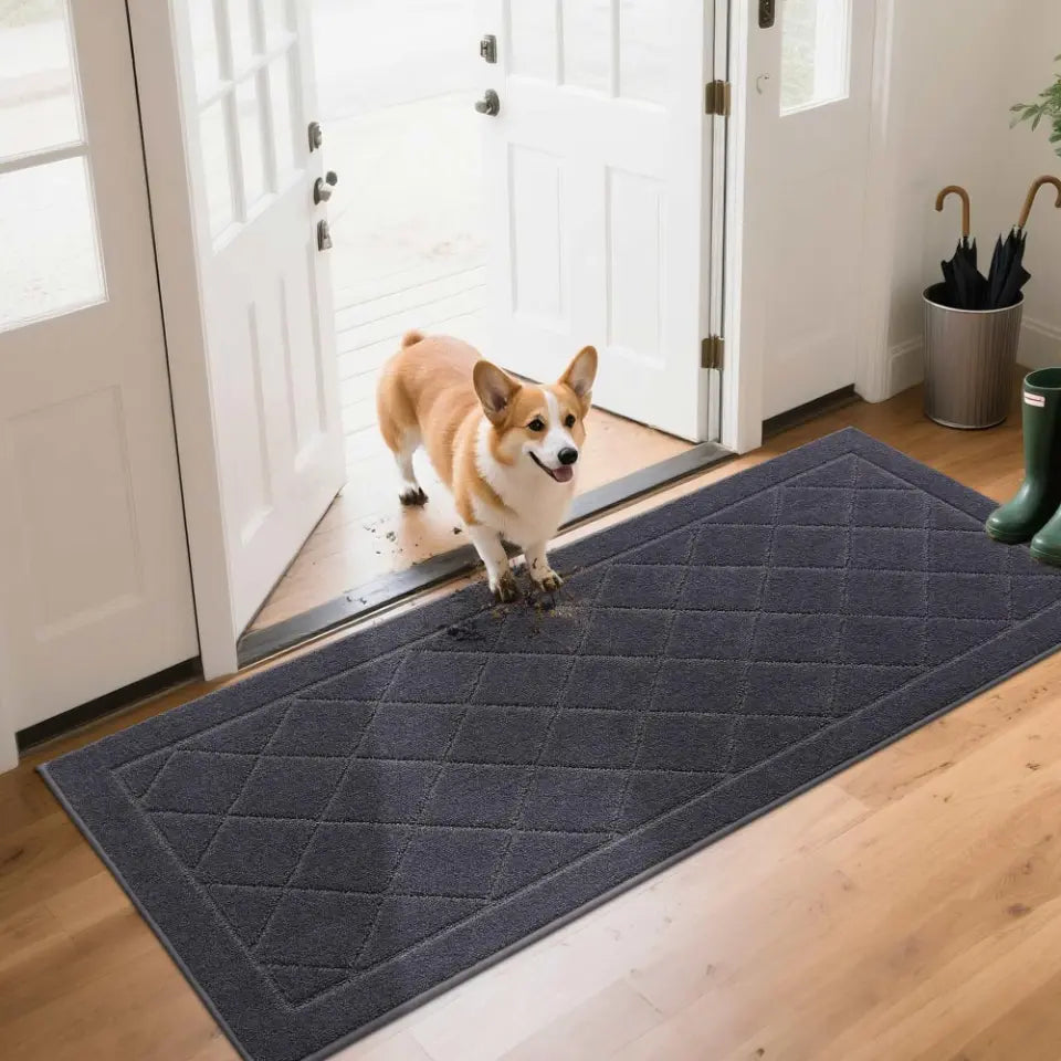 24x60 Dark Grey Embossed Diamond Lattice with Border Door Mats