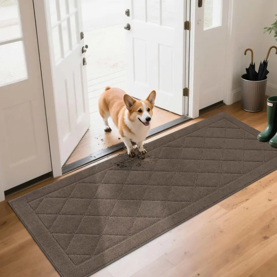 24x60 Light Brown Embossed Diamond Lattice with Border Door Mats