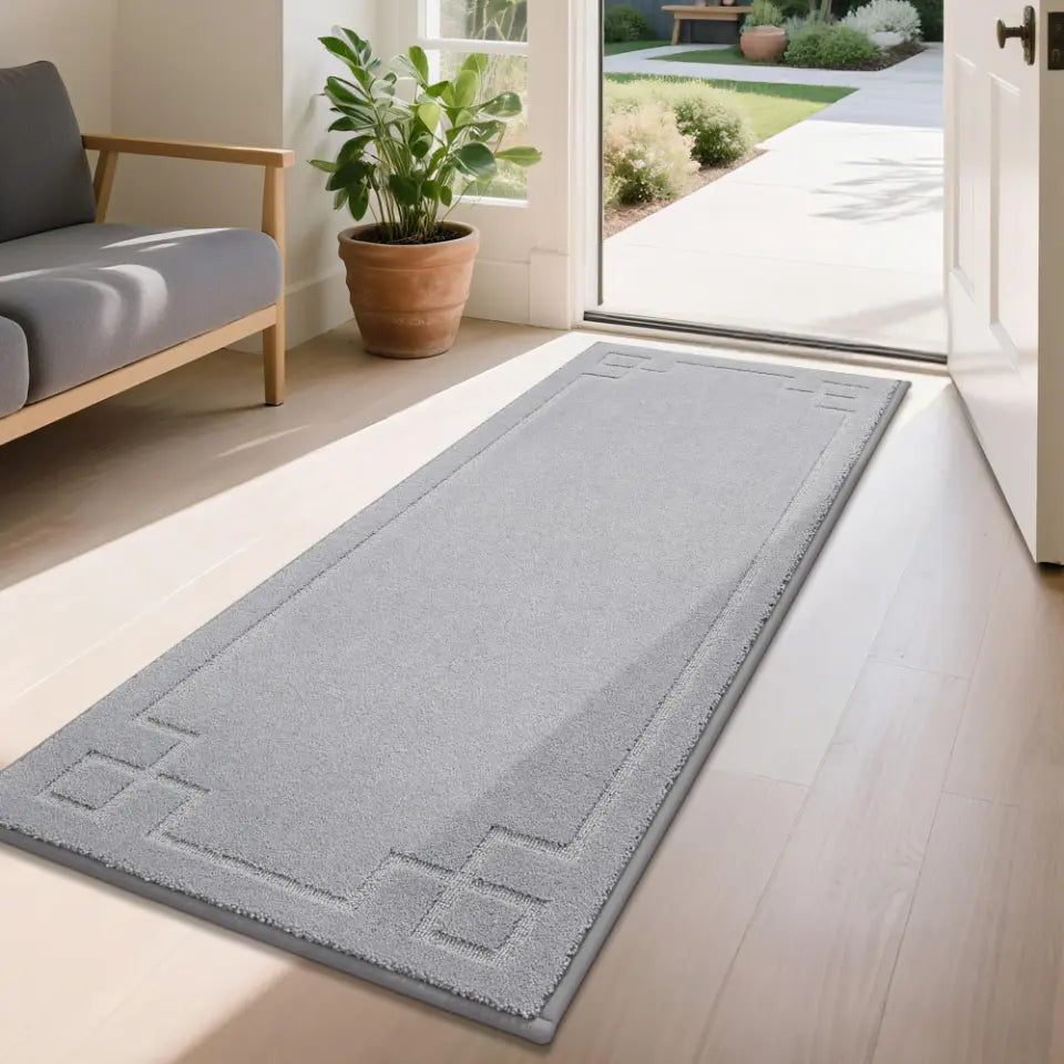 24x60 Light Grey Classic Framed Large Kitchen Rugs Set