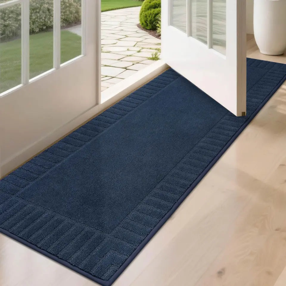 Solid Colored Striped Border Dirt Trapper Door Mat