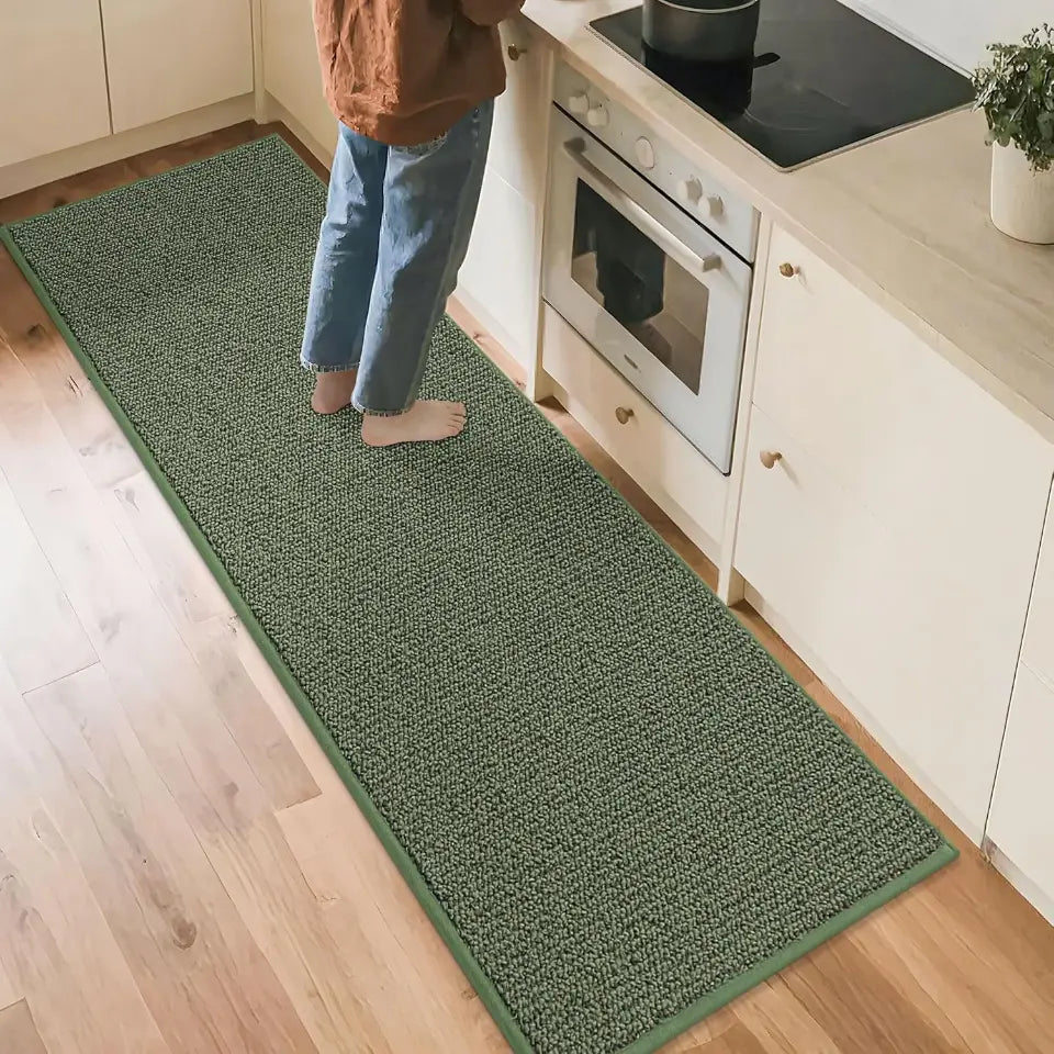 24x71 Green Solid Color Plain Comfortable Kitchen Mats