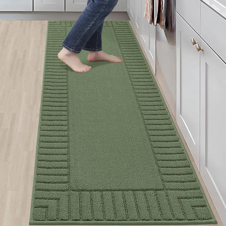 24x71 Green Striped Bordered Kitchen Anti Skid Mats
