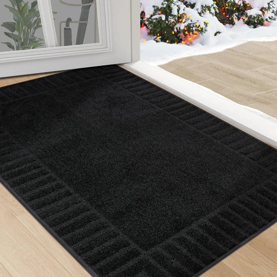 32x48 Black Striped Border Dirt Trapper Door Mat