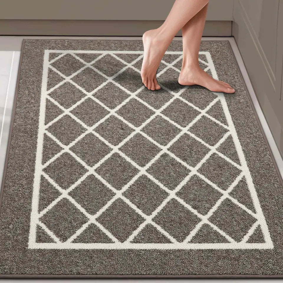 32x48 Brown Geometric Kitchen Rugs