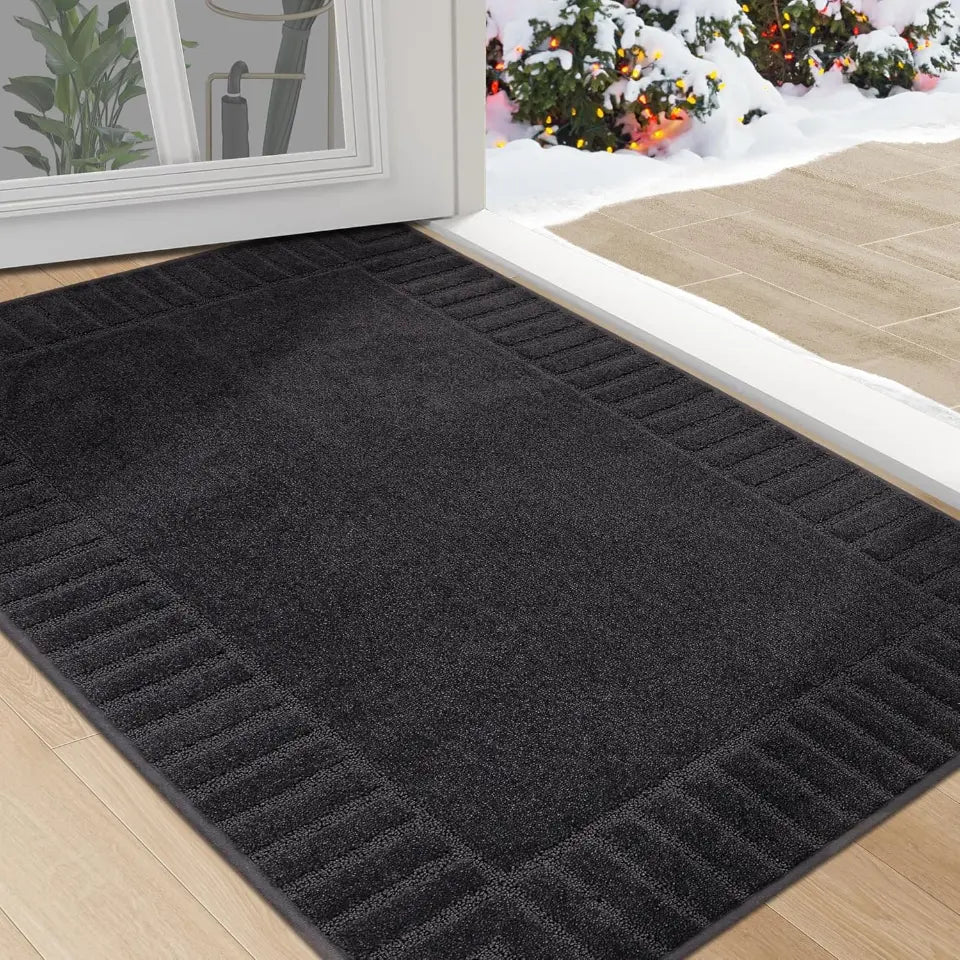 32x48 Dark Grey Striped Border Dirt Trapper Door Mat