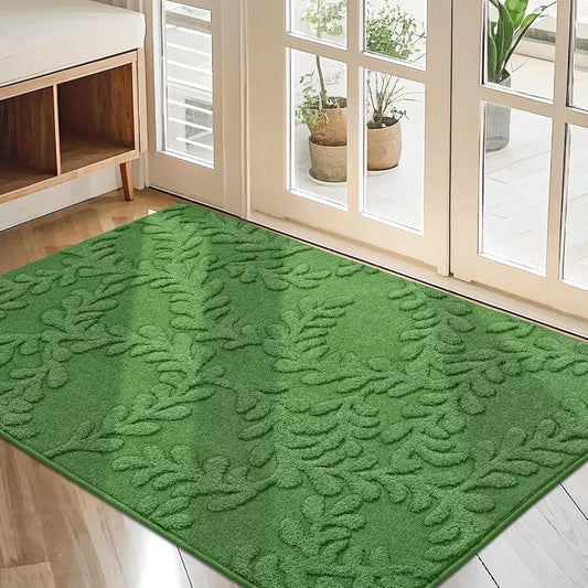 32x48 Green Prominent Embossed Leaf Stylish Door Mats