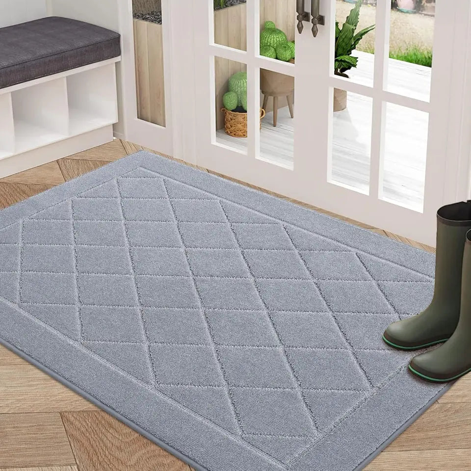 32x48 Grey Embossed Diamond Lattice with Border Door Mats