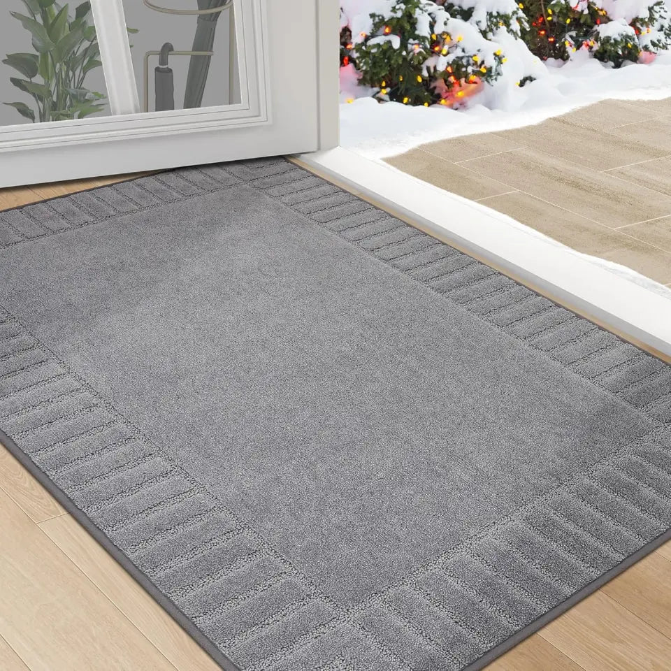 32x48 Light Grey Striped Border Dirt Trapper Door Mat