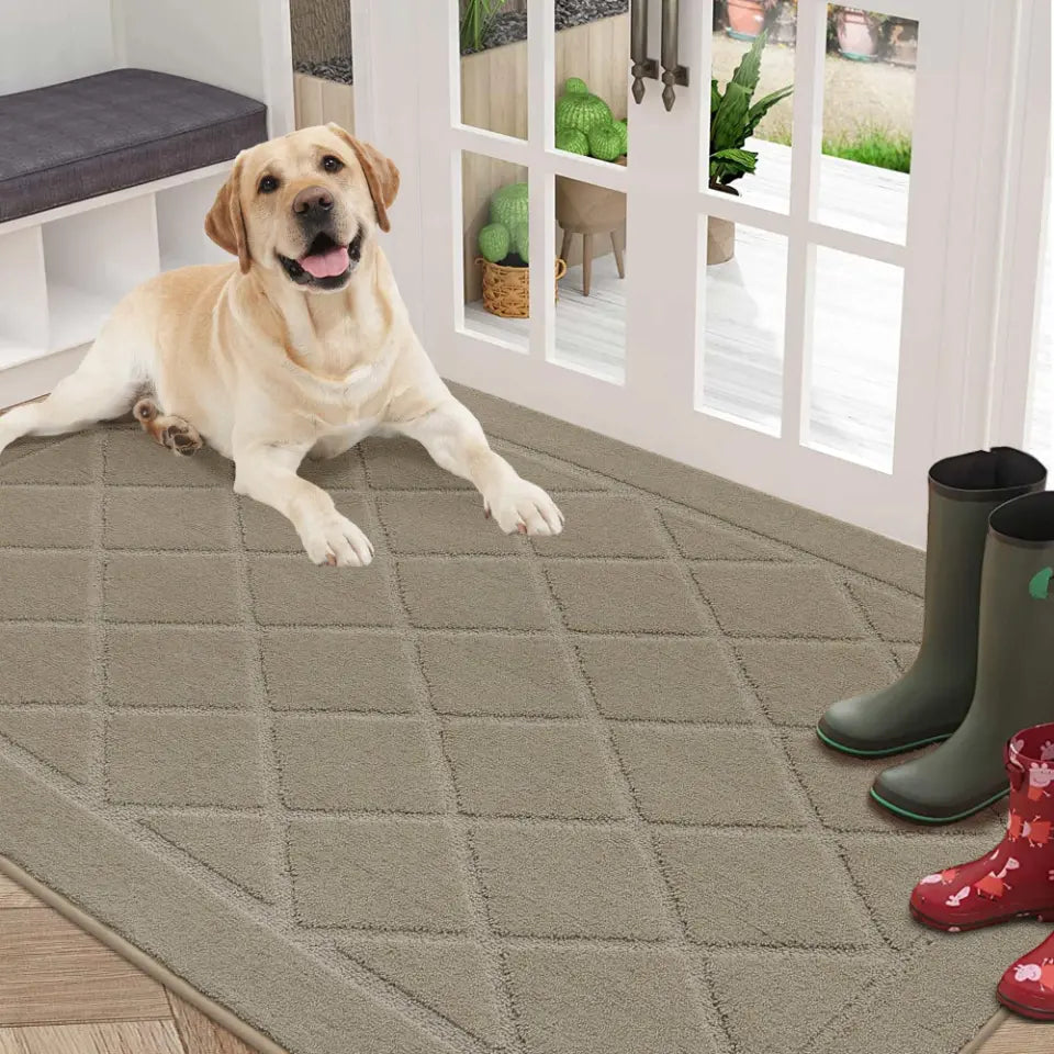 36x60 Beige Embossed Diamond Lattice with Border Door Mats