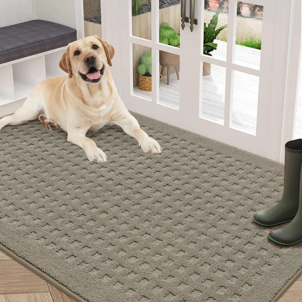 36x60 Beige Embossed Waffle Pattern Front Door Mats