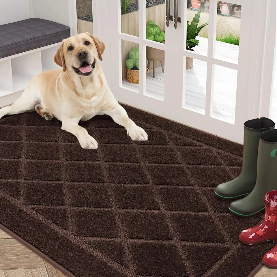 36x60 Brown Embossed Diamond Lattice with Border Door Mats
