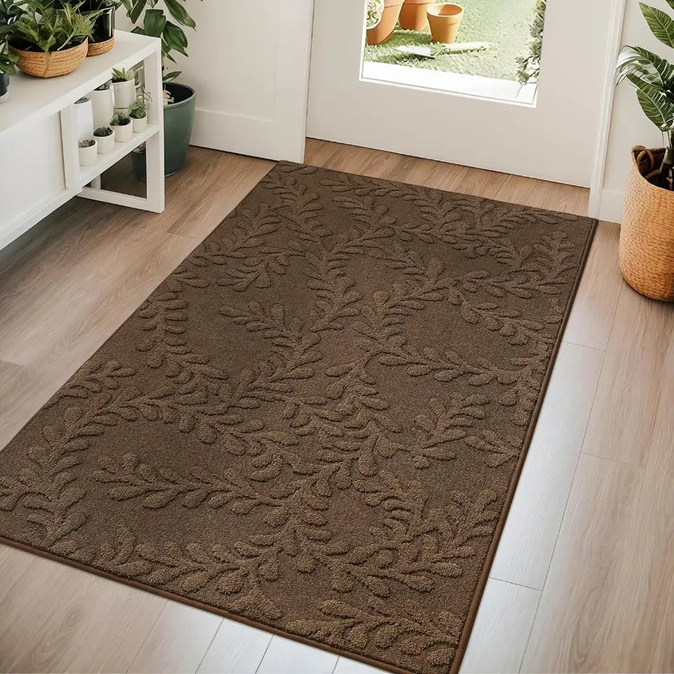 36x60 Brown Prominent Embossed Leaf Stylish Door Mats