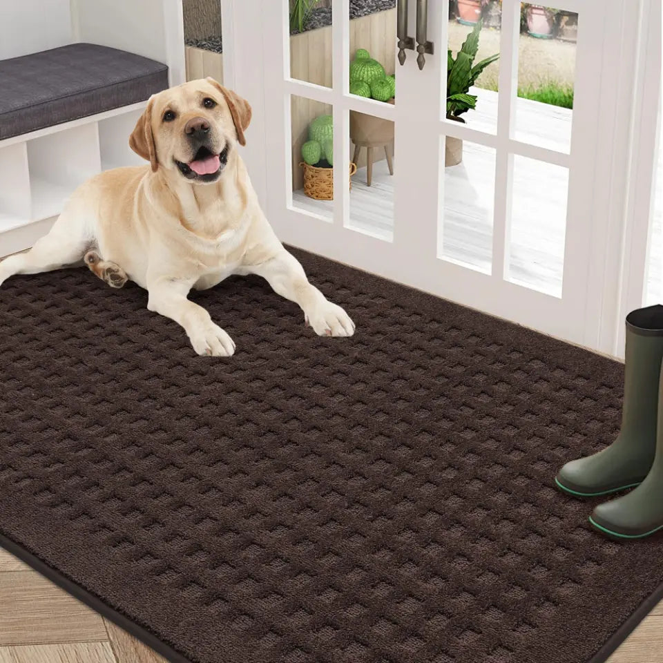 36x60 Dark Brown Embossed Waffle Pattern Front Door Mats